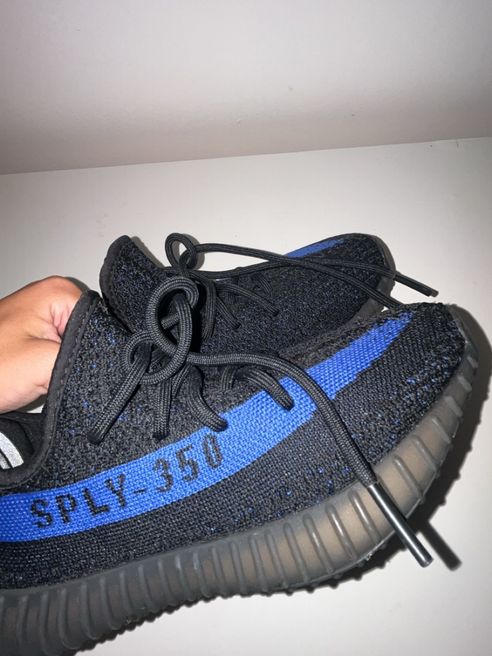 Yeezy SPLY-350 Black and Blue Primeknit Sneakers